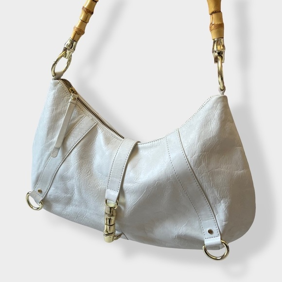 Banana Republic Bags Banana Republic Leather Hobo Y2k Bamboo Handle Piston Lock Shoulder Bag